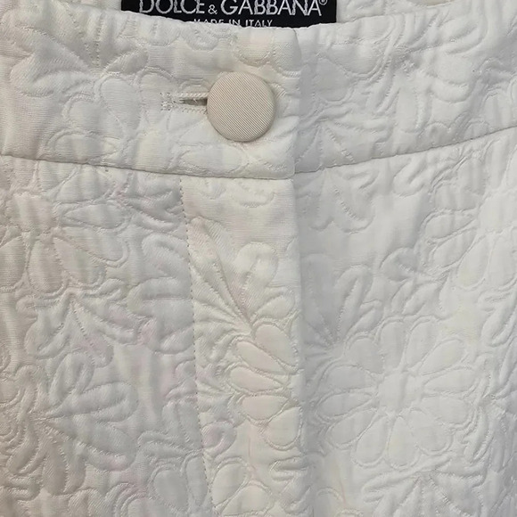 Dolce & Gabanna Womens Floral Embroidered White Cropped Pants Size IT 42 US 6 - Picture 10 of 11